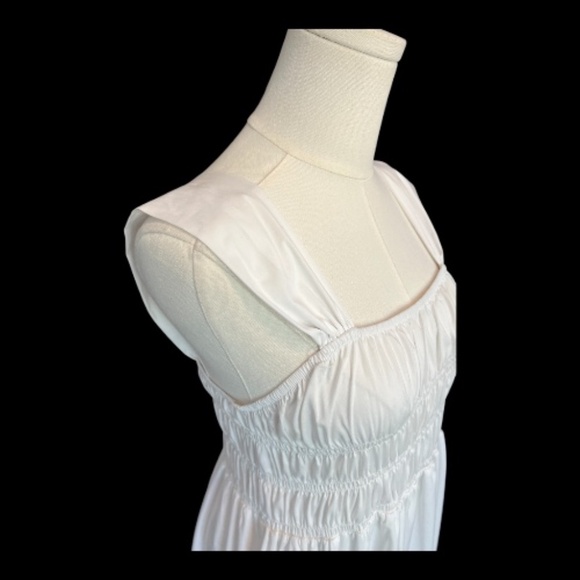 ๐ ๐คโจ NWOT NANETTE LEPORE White Sleeveless Ruched Midi Dress | Sz 8 - Picture 4 of 9